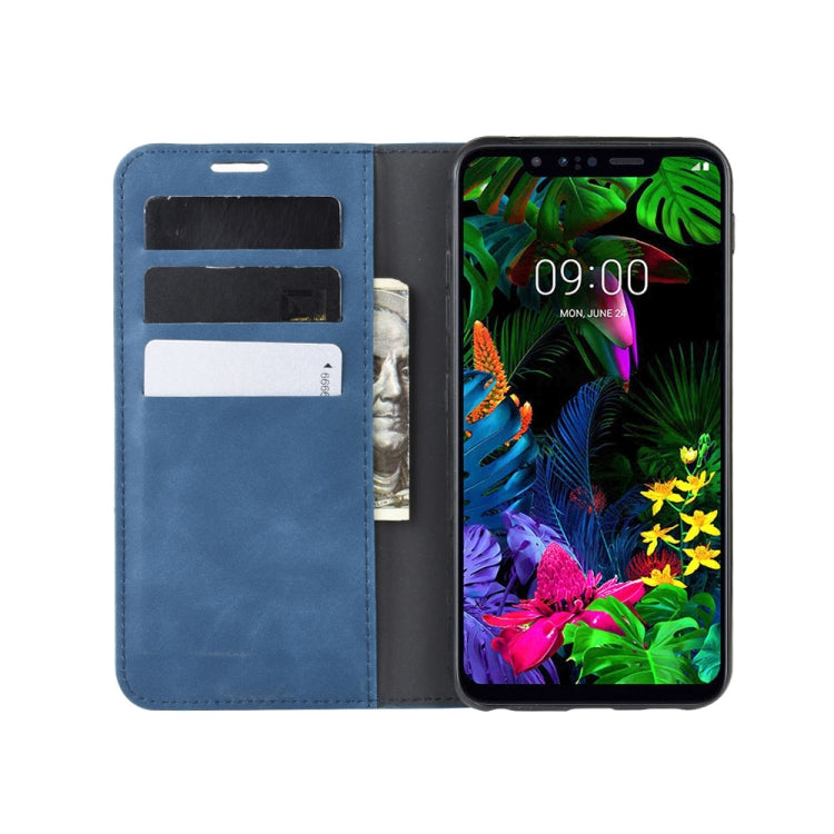 For LG G8S ThinQ  Retro-skin Business Magnetic Suction Leather Case with Holder & Card Slots & Wallet
