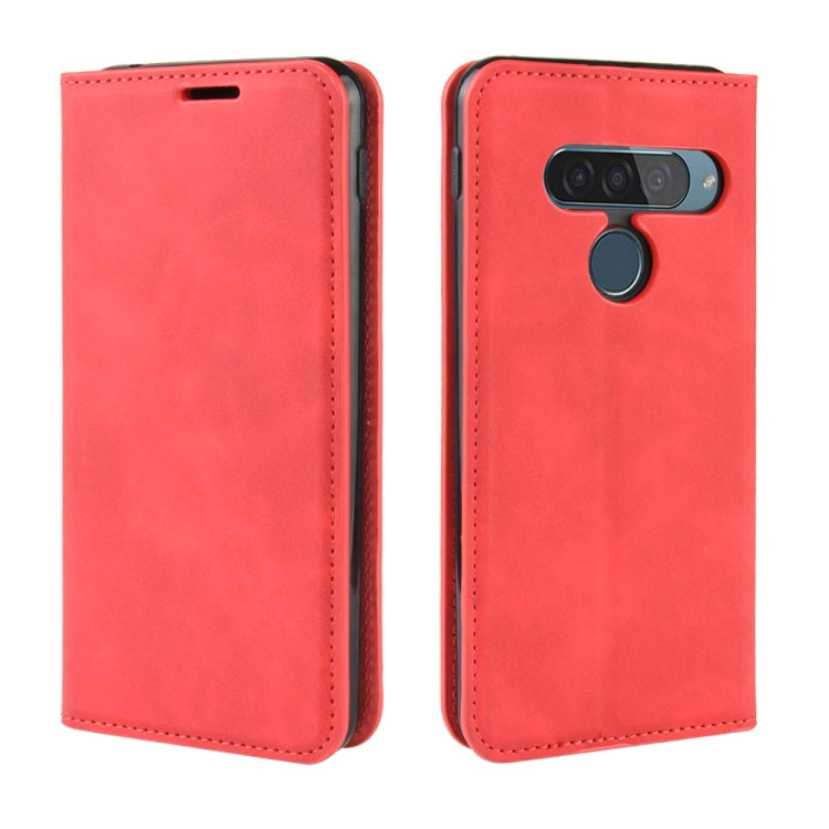 For LG G8S ThinQ  Retro-skin Business Magnetic Suction Leather Case with Holder & Card Slots & Wallet