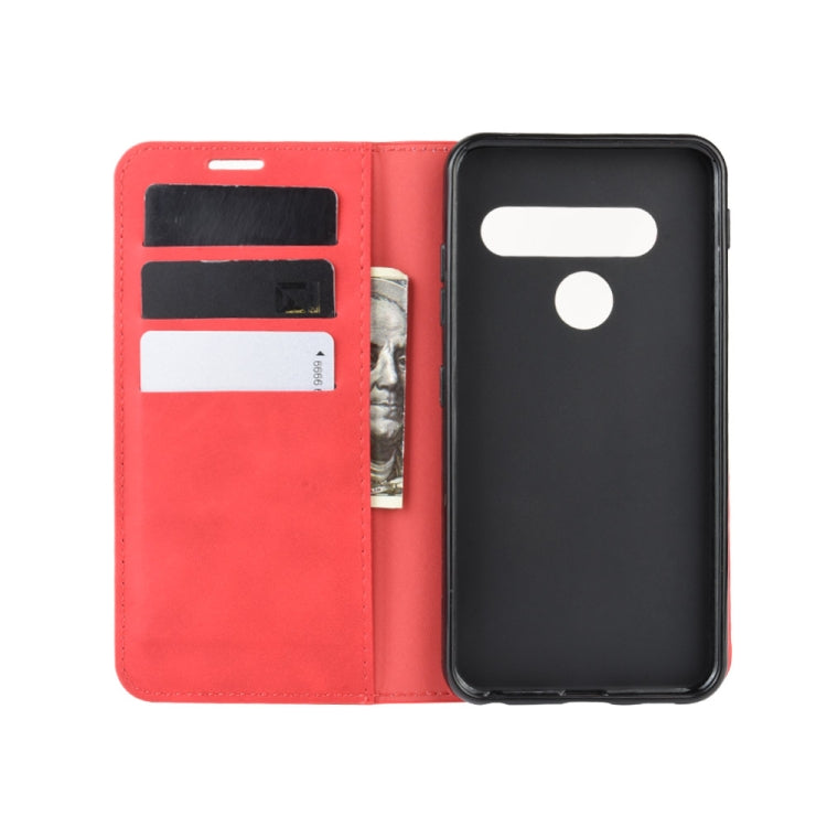 For LG G8S ThinQ  Retro-skin Business Magnetic Suction Leather Case with Holder & Card Slots & Wallet