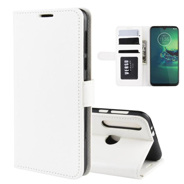 For Motorola Moto G8 Plus R64 Texture Single Horizontal Flip Protective Case with Holder & Card Slots & Wallet& Photo Frame