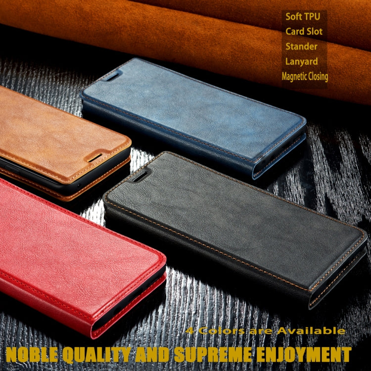 Retro Simple Ultra-thin Magnetic Leather Case with Holder & Card Slots & Lanyard for Huawei Nova 4e