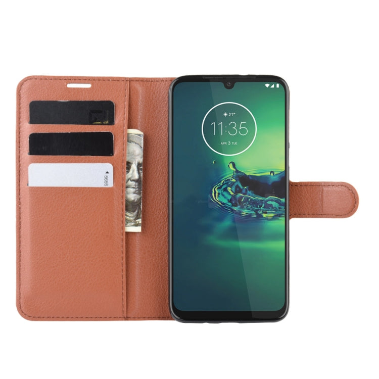 For Motorola Moto G8 Plus Litchi Texture Horizontal Flip Protective Case with Holder & Card Slots & Wallet