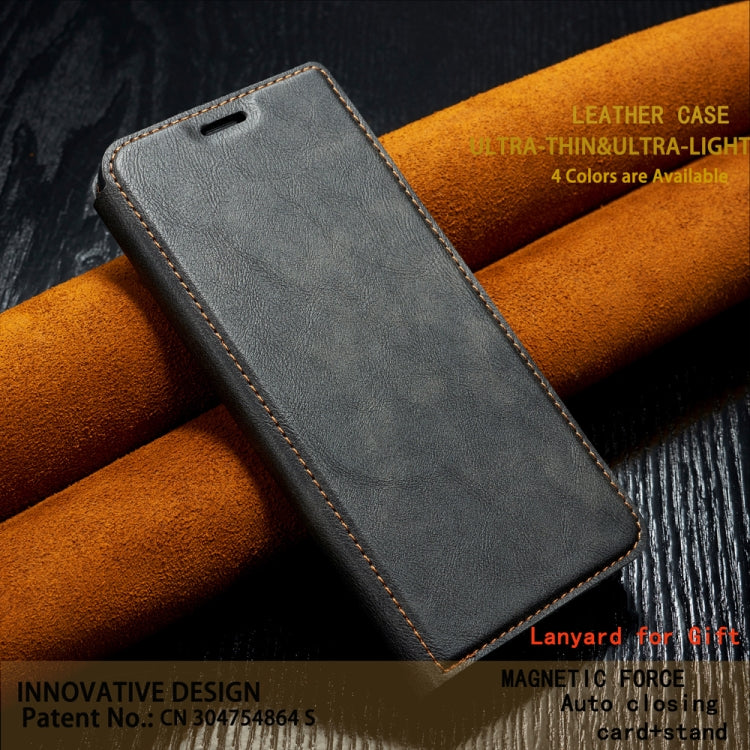 Retro Simple Ultra-thin Magnetic Leather Case with Holder & Card Slots & Lanyard for Huawei Honor 10 Lite