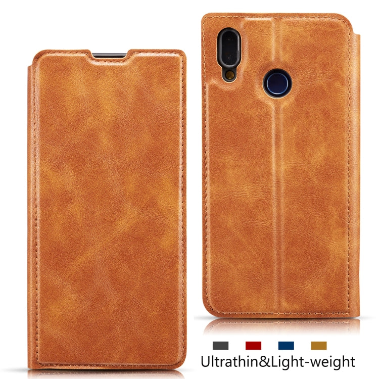 Retro Simple Ultra-thin Magnetic Leather Case with Holder & Card Slots & Lanyard for Huawei Honor 10 Lite