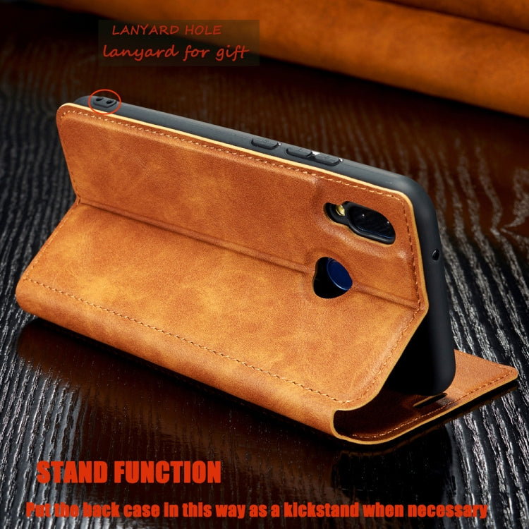 Retro Simple Ultra-thin Magnetic Leather Case with Holder & Card Slots & Lanyard for Huawei Honor 10 Lite