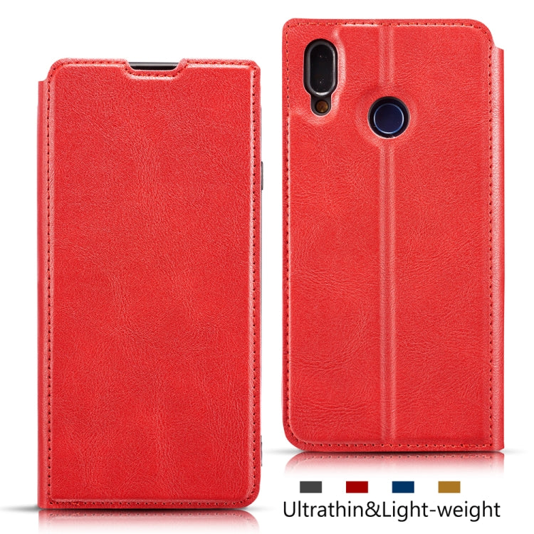 Retro Simple Ultra-thin Magnetic Leather Case with Holder & Card Slots & Lanyard for Huawei Honor 10 Lite