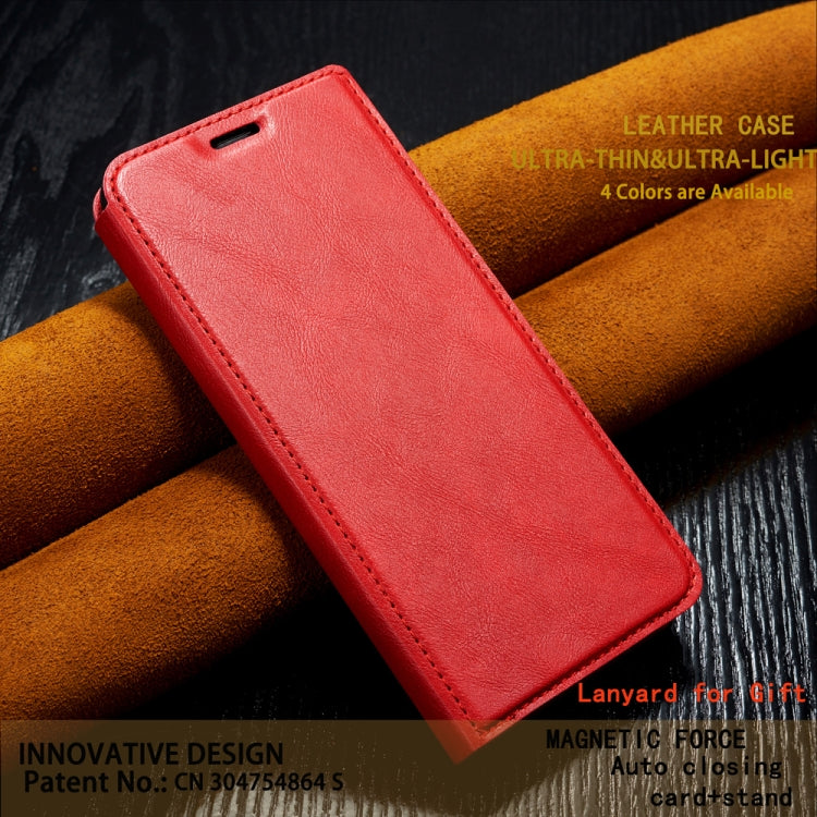 Retro Simple Ultra-thin Magnetic Leather Case with Holder & Card Slots & Lanyard for Huawei Honor 10 Lite