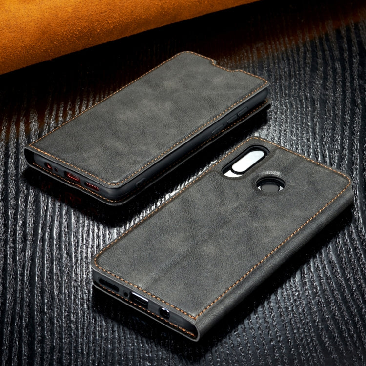 Retro Simple Ultra-thin Magnetic Leather Case with Holder & Card Slots & Lanyard for Huawei  Enjoy 10 Plus