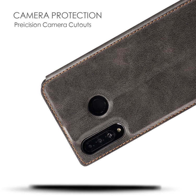 Retro Simple Ultra-thin Magnetic Leather Case with Holder & Card Slots & Lanyard for Huawei  Enjoy 10 Plus