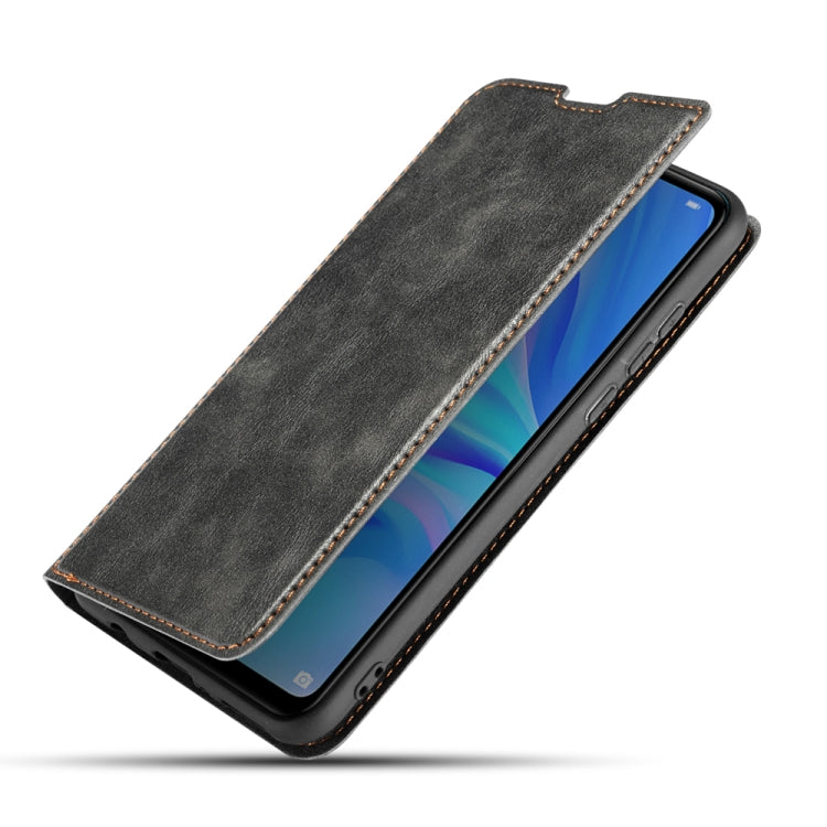 Retro Simple Ultra-thin Magnetic Leather Case with Holder & Card Slots & Lanyard for Huawei  Enjoy 10 Plus