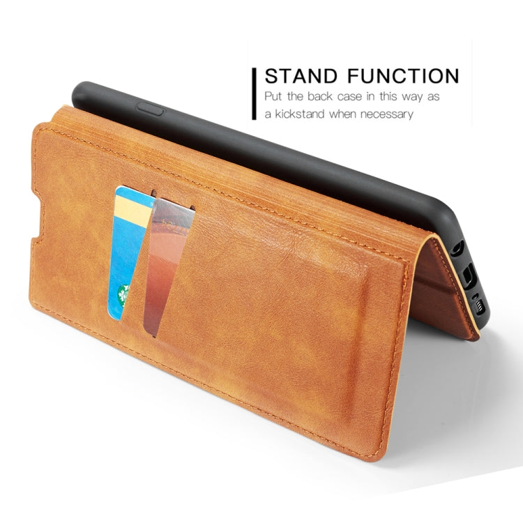 Retro Simple Ultra-thin Magnetic Leather Case with Holder & Card Slots & Lanyard for Huawei  Enjoy 10 Plus