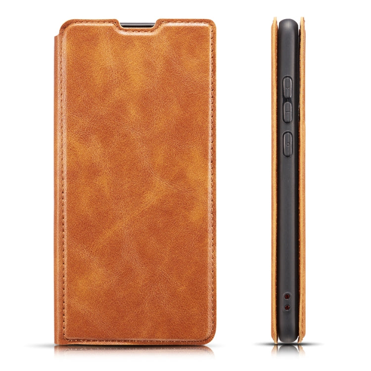 Retro Simple Ultra-thin Magnetic Leather Case with Holder & Card Slots & Lanyard for Huawei  Enjoy 10 Plus