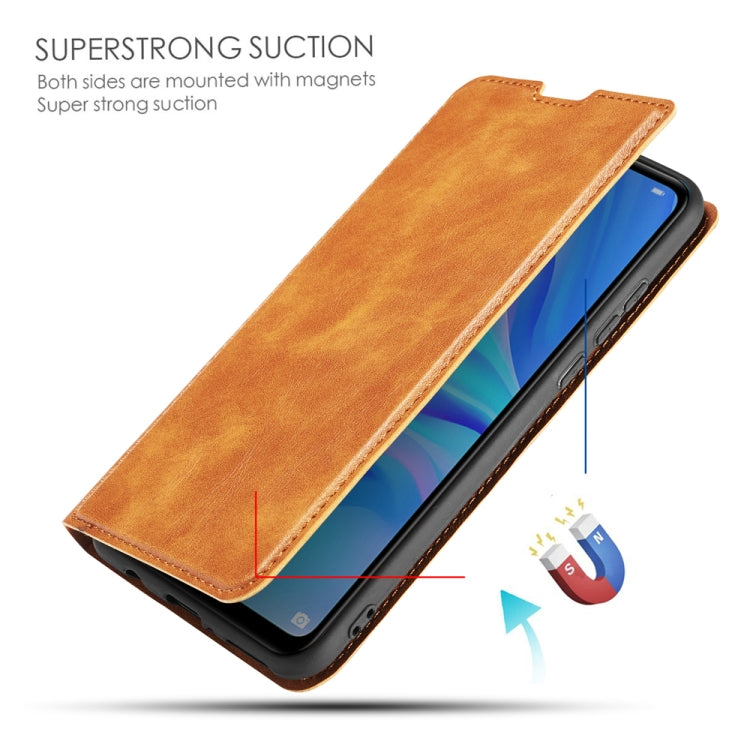 Retro Simple Ultra-thin Magnetic Leather Case with Holder & Card Slots & Lanyard for Huawei  Enjoy 10 Plus