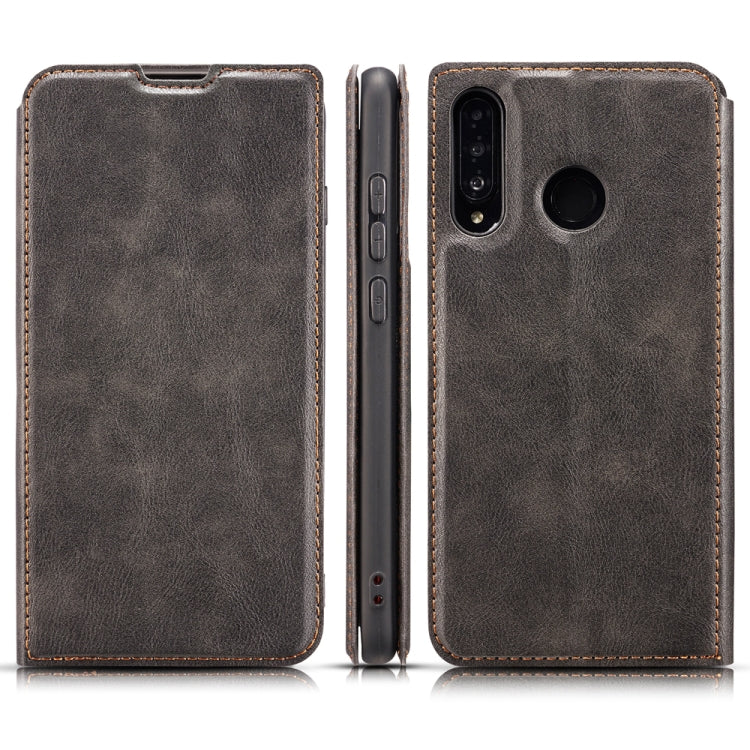 Retro Simple Ultra-thin Magnetic Leather Case with Holder & Card Slots & Lanyard for Huawei Y9 Prime 2019