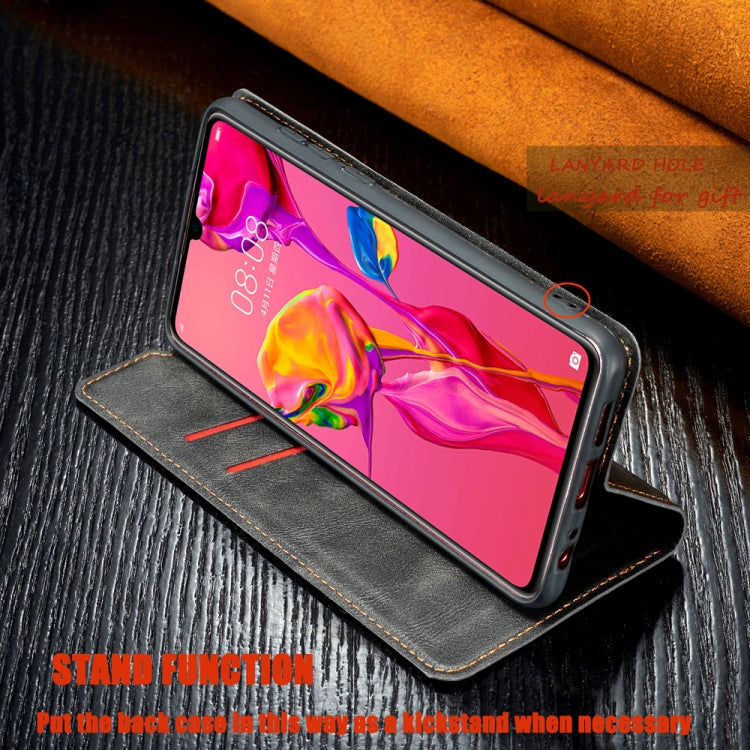 Retro Simple Ultra-thin Magnetic Leather Case with Holder & Card Slots & Lanyard for Huawei Y9 Prime 2019