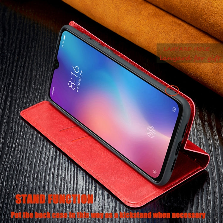 For Galaxy A50s Retro Simple Ultra-thin Magnetic Leather Case with Holder & Card Slots & Lanyard