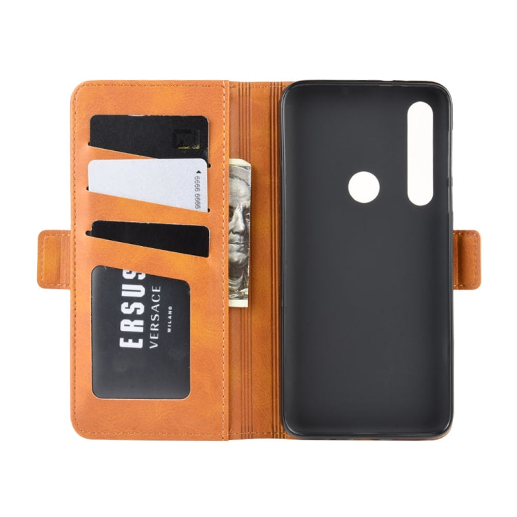 For Motorola Moto G8 Plus  Double Buckle Crazy Horse Business Mobile Phone Holster with Card Wallet Bracket Function