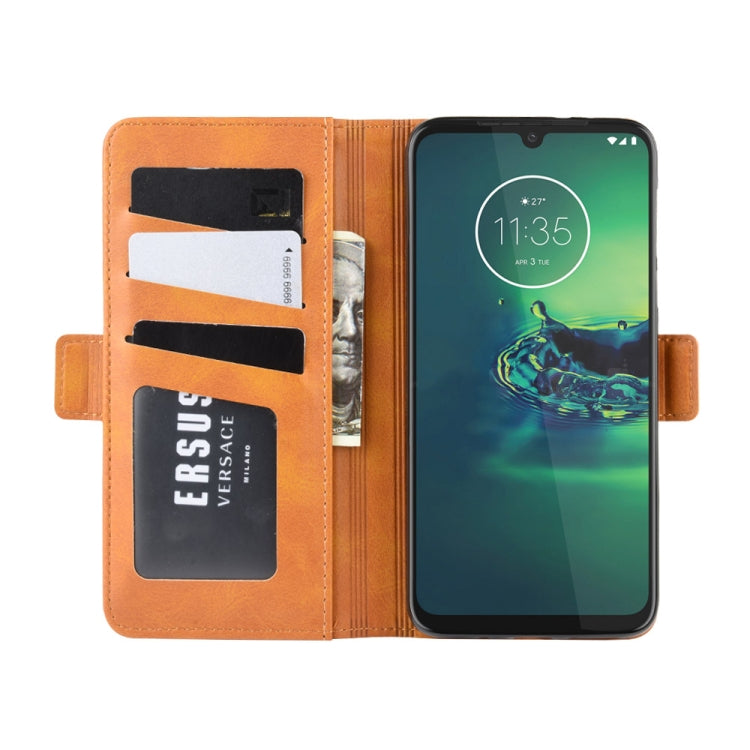 For Motorola Moto G8 Plus  Double Buckle Crazy Horse Business Mobile Phone Holster with Card Wallet Bracket Function