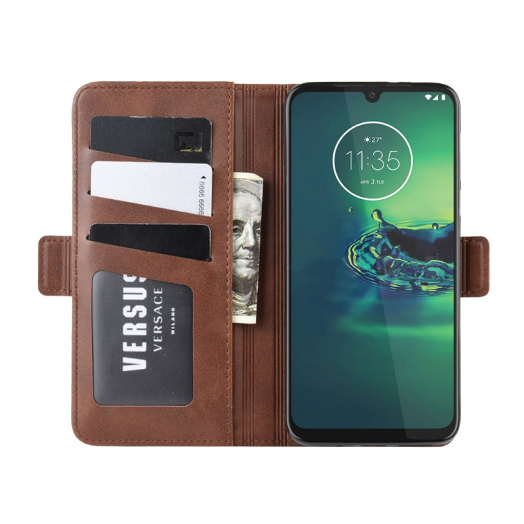 For Motorola Moto G8 Plus  Double Buckle Crazy Horse Business Mobile Phone Holster with Card Wallet Bracket Function