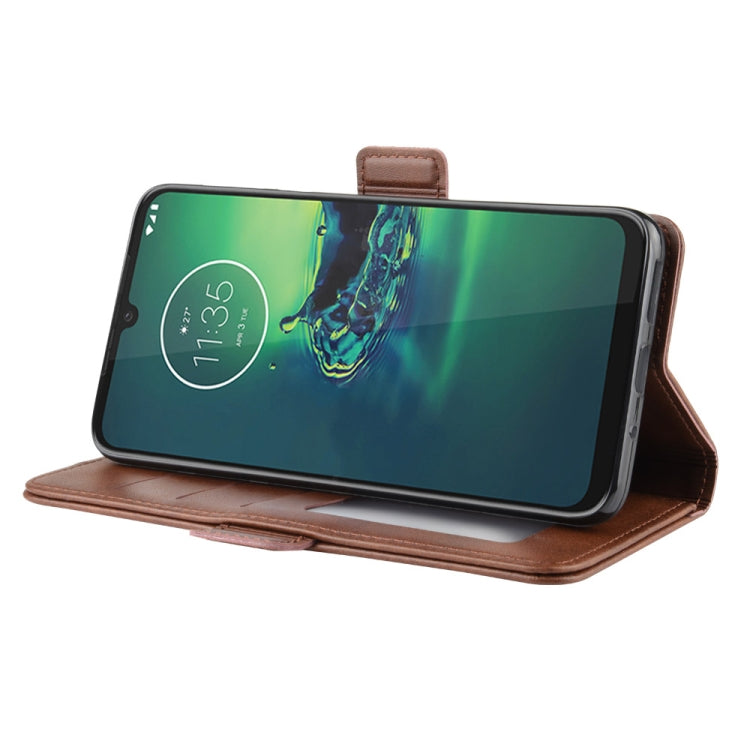 For Motorola Moto G8 Plus  Double Buckle Crazy Horse Business Mobile Phone Holster with Card Wallet Bracket Function