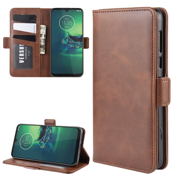 For Motorola Moto G8 Plus  Double Buckle Crazy Horse Business Mobile Phone Holster with Card Wallet Bracket Function