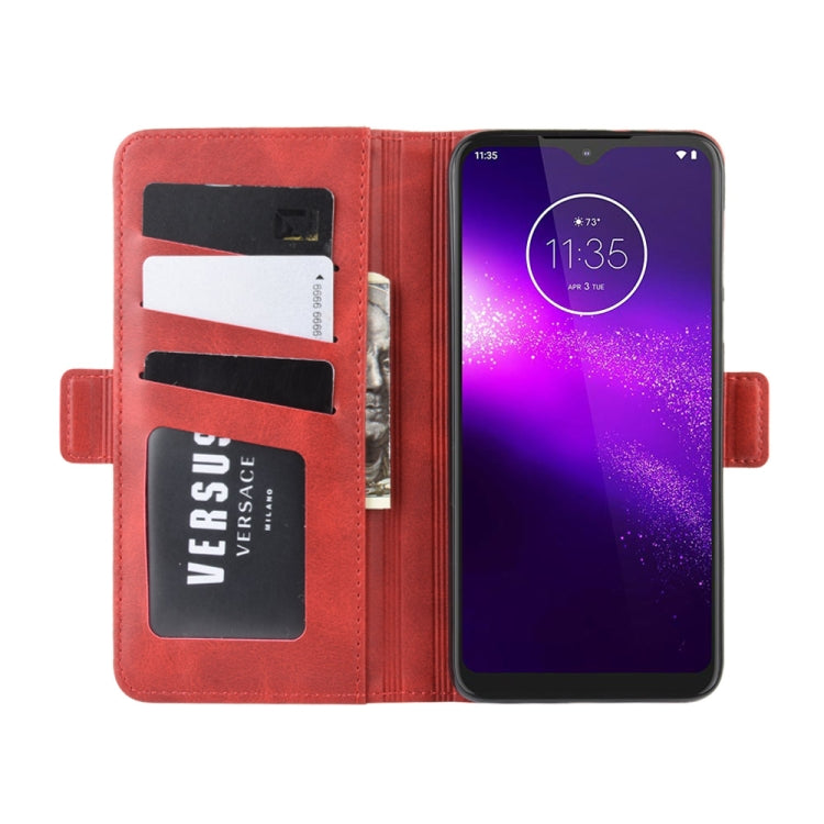 For Motorola One Macro Double Buckle Crazy Horse Business Mobile Phone Holster with Card Wallet Bracket Function