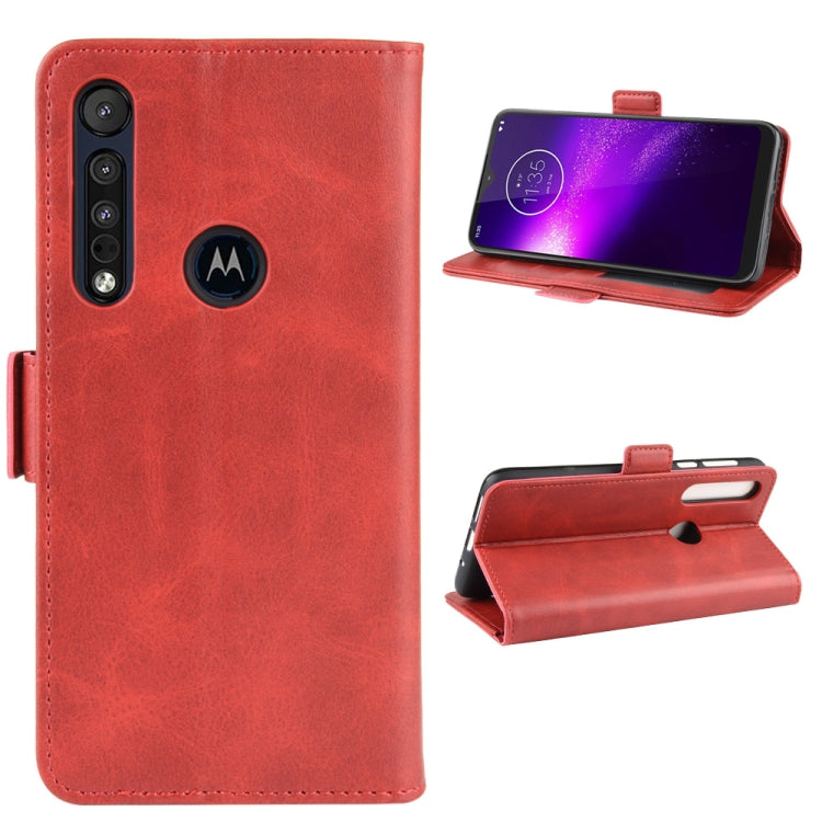 For Motorola One Macro Double Buckle Crazy Horse Business Mobile Phone Holster with Card Wallet Bracket Function