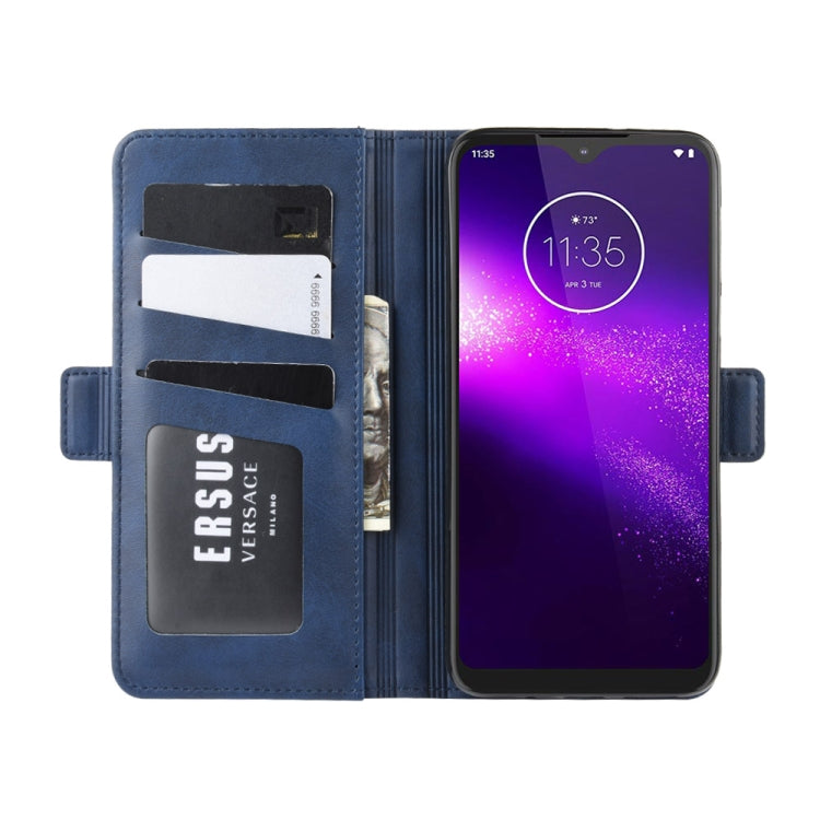 For Motorola One Macro Double Buckle Crazy Horse Business Mobile Phone Holster with Card Wallet Bracket Function