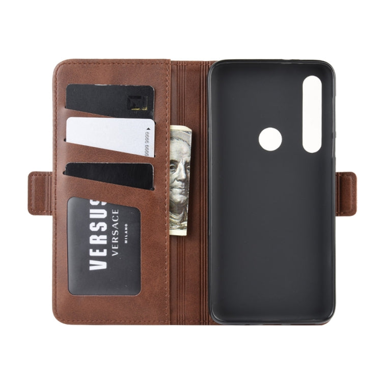 For Motorola One Macro Double Buckle Crazy Horse Business Mobile Phone Holster with Card Wallet Bracket Function