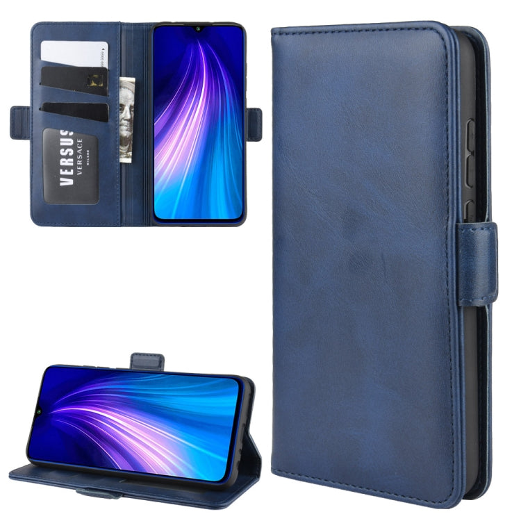 For Xiaomi Redmi Note 8T Double Buckle Crazy Horse Business Mobile Phone Holster with Card Wallet Bracket Function