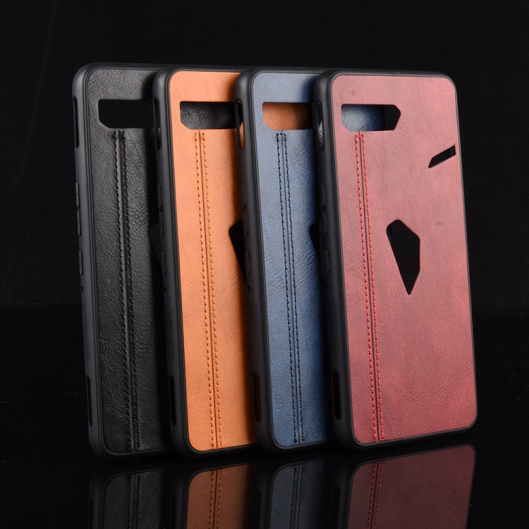 For Asus ROG Phone II ZS660KL Shockproof Sewing Cow Pattern Skin PC + PU + TPU Case