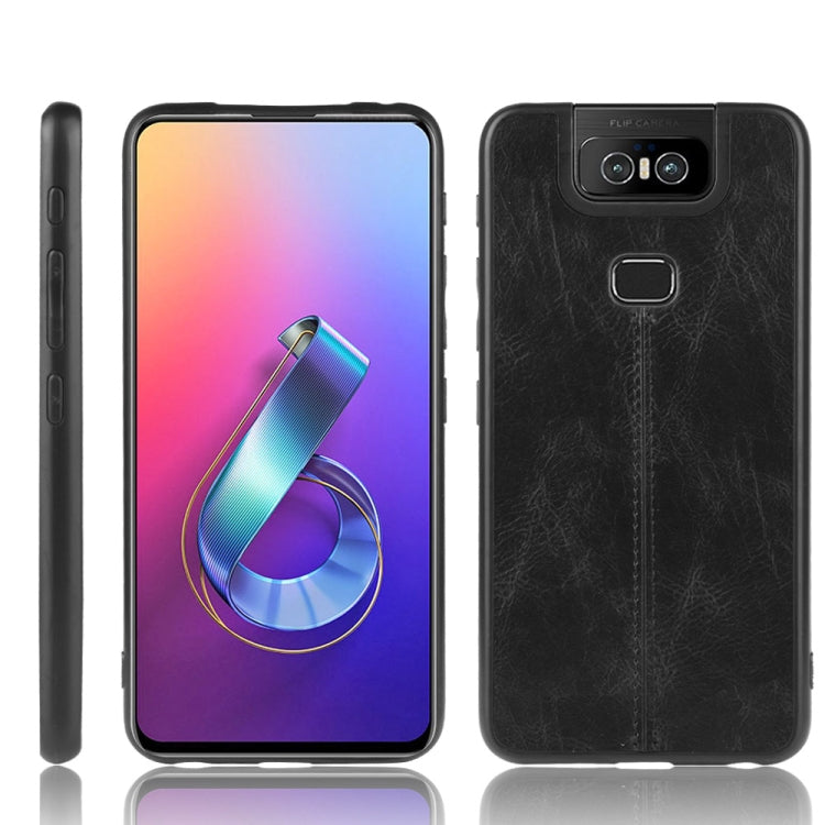 For Asus Zenfone 6 ZS630KL Shockproof Sewing Cow Pattern Skin PC + PU + TPU Case