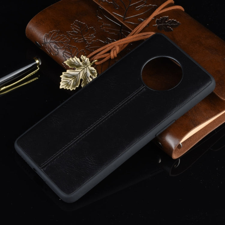 For OnePlus 7T Shockproof Sewing Cow Pattern Skin PC + PU + TPU Case