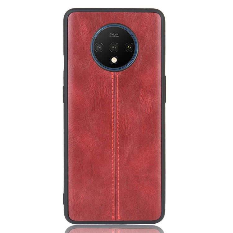 For OnePlus 7T Shockproof Sewing Cow Pattern Skin PC + PU + TPU Case