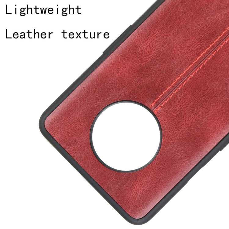 For OnePlus 7T Shockproof Sewing Cow Pattern Skin PC + PU + TPU Case