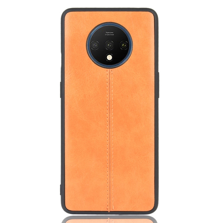 For OnePlus 7T Shockproof Sewing Cow Pattern Skin PC + PU + TPU Case