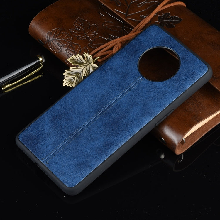 For OnePlus 7T Shockproof Sewing Cow Pattern Skin PC + PU + TPU Case