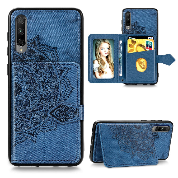 For Huawei Honor 9X Pro Mandala Embossed Magnetic Cloth PU + TPU + PC Case with Holder & Card Slots & Wallet & Photo Frame & Strap