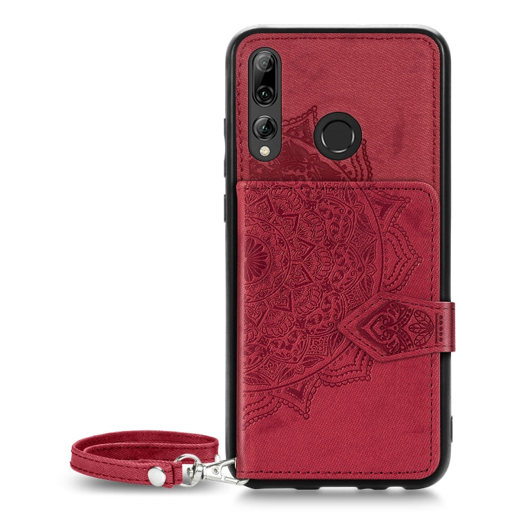 For Huawei Honor 9X Mandala Embossed Magnetic Cloth PU + TPU + PC Case with Holder & Card Slots & Wallet & Photo Frame & Strap