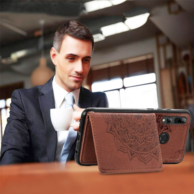 For Huawei Honor 9X Mandala Embossed Magnetic Cloth PU + TPU + PC Case with Holder & Card Slots & Wallet & Photo Frame & Strap