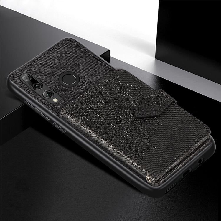 For Huawei Enjoy 9S Mandala Embossed Magnetic Cloth PU + TPU + PC Case with Holder & Card Slots & Wallet & Photo Frame & Strap