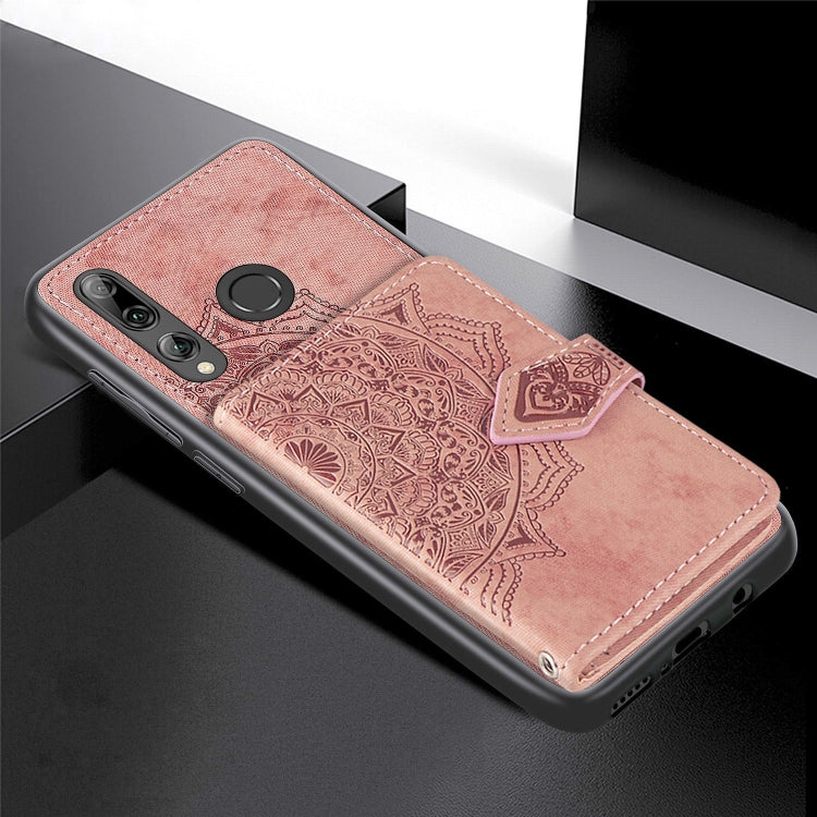 For Huawei Enjoy 9S Mandala Embossed Magnetic Cloth PU + TPU + PC Case with Holder & Card Slots & Wallet & Photo Frame & Strap
