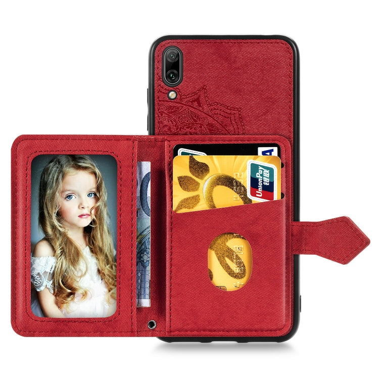 For Huawei Enjoy 9 Mandala Embossed Magnetic Cloth PU + TPU + PC Case with Holder & Card Slots & Wallet & Photo Frame & Strap