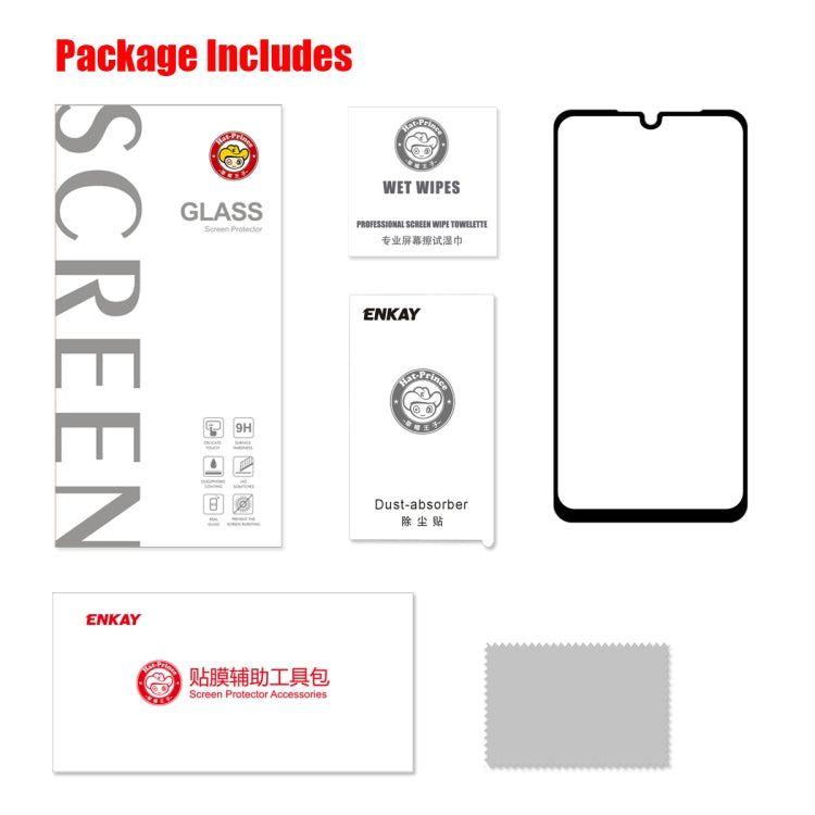 For Moto One Marco / Moto G8 Play ENKAY Hat-prince Full Glue 0.26mm 9H 2.5D Tempered Glass Full Coverage Film