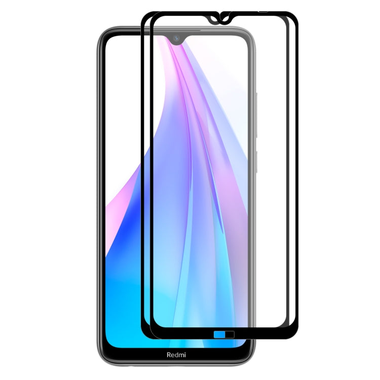 For REDMI Note 8T 2 PCS ENKAY Hat-prince Full Glue 0.26mm 9H 2.5D Tempered Glass Full Coverage Film