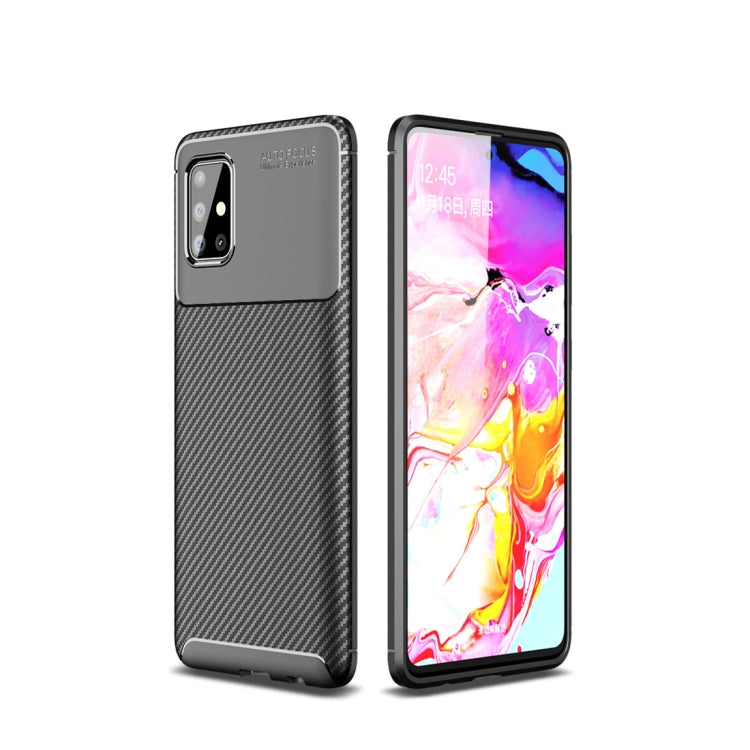 For Galaxy A51 Beetle Series Carbon Fiber Texture Shockproof TPU Case