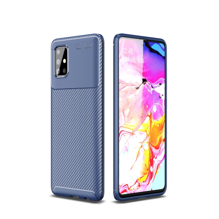 For Galaxy A51 Beetle Series Carbon Fiber Texture Shockproof TPU Case