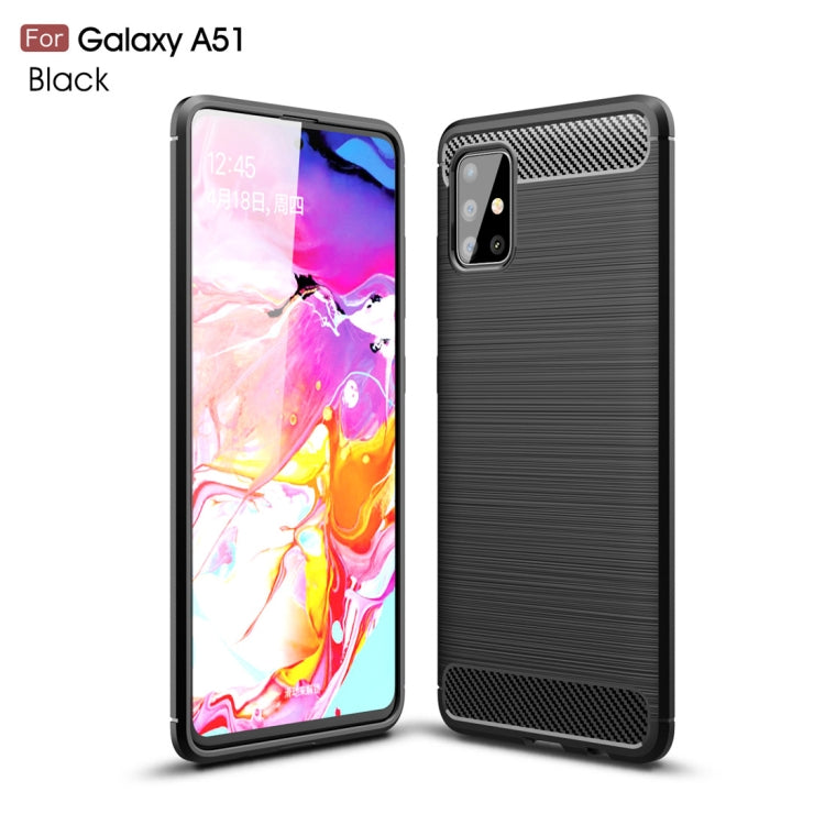 For Galaxy A51 Brushed Texture Carbon Fiber TPU Case