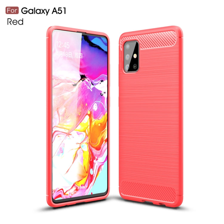 For Galaxy A51 Brushed Texture Carbon Fiber TPU Case