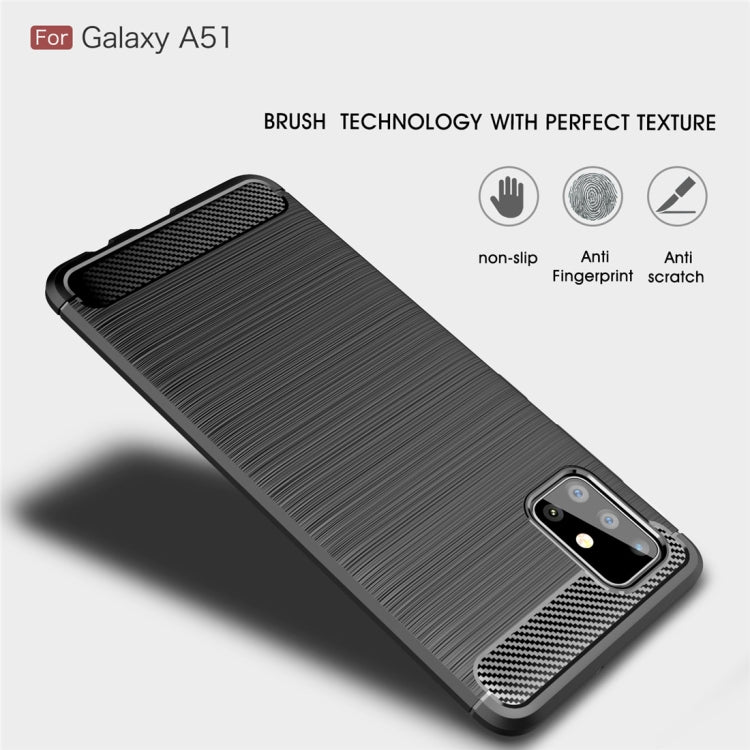 For Galaxy A51 Brushed Texture Carbon Fiber TPU Case